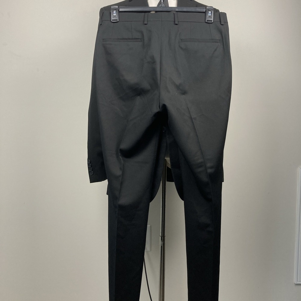 DKNY Mens Modern fit 2-pc Suit 40L 33W 32L Black Solid Stretch - Picture 11 of 12